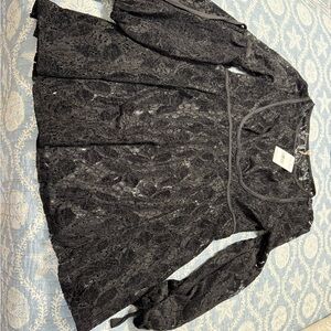 Free People Black Lace Top